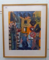 Denis Clarke - 'Italian Street Scene'  gauche  bears a signature with title verso  19" x 16"  framed