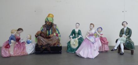 Six Royal Doulton china figures: to include 'Cobbler'  HN1706  7"h