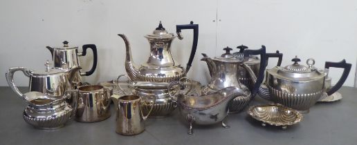 Silver plate: to include a four piece tea set of oval, reeded form