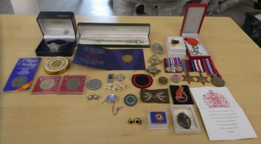 Military coins, watches and other collectables: to include a silver letter opener mixed marks  boxed