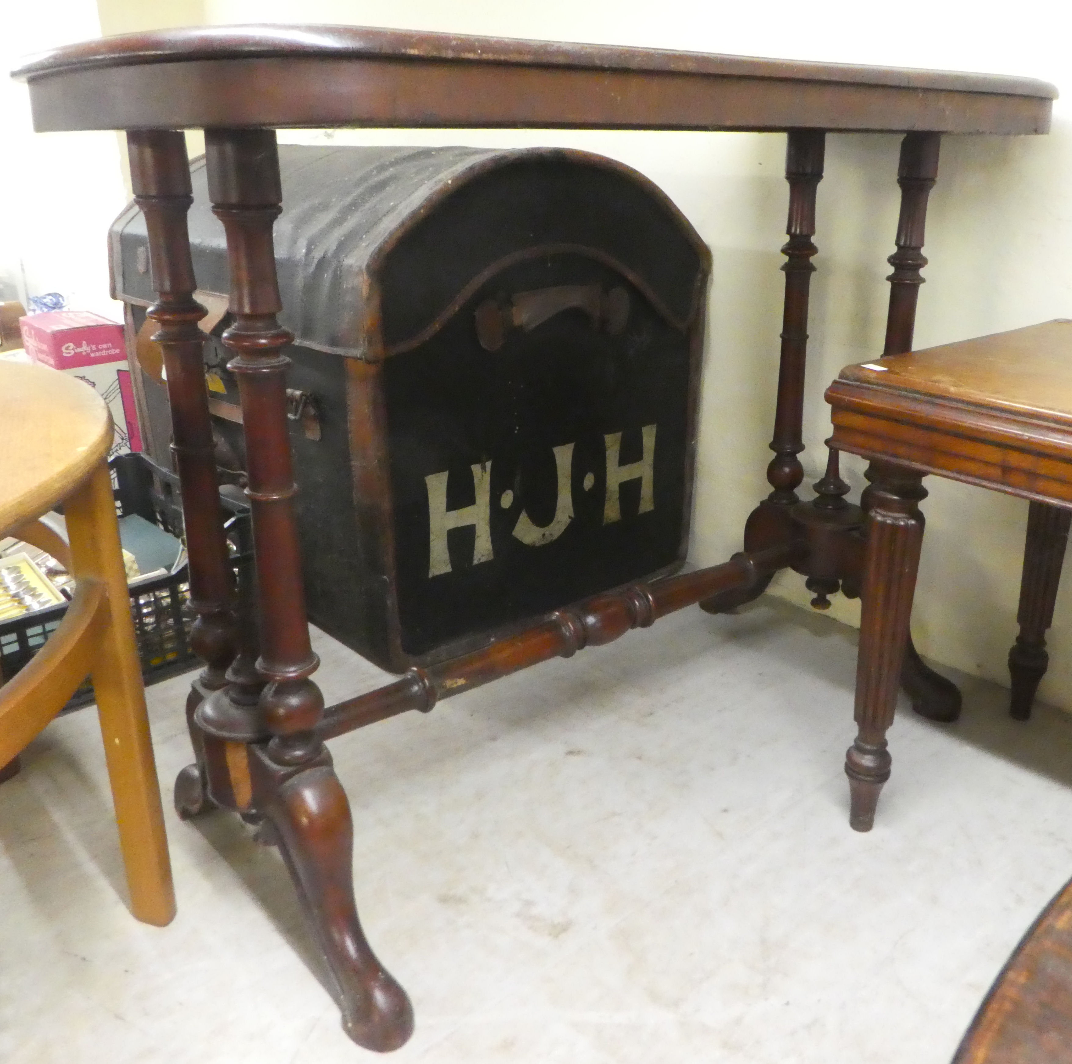 Small furniture: to include an early 20thC oak joint stool, raised on turned, stained, beech legs - Image 10 of 11