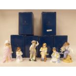 Six Royal Worcester china figures: to include 'Tea Time'  boxed