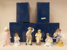 Six Royal Worcester china figures: to include 'Tea Time'  boxed