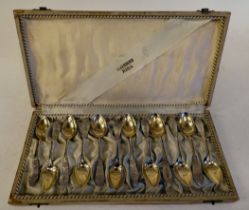 A set of twelve (possibly Latvian) silver teaspoons  boxed