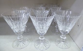 A set of ten Waterford crystal conical pedestal wine glasses  5.5"h