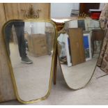 Two Art Deco style mirrors, each in a lacquered brass frame  32" x 22"