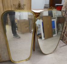 Two Art Deco style mirrors, each in a lacquered brass frame  32" x 22"