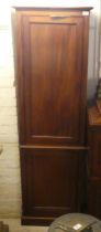 An early 20thC mahogany twin cupboard tower, on a plinth  69"h  21"w