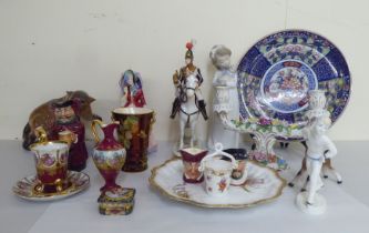 Decorative ceramics: to include a Beswick china wild cat  model no.1823  5"h; and a European