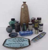 Studio pottery: to include vases and dishes  various sizes