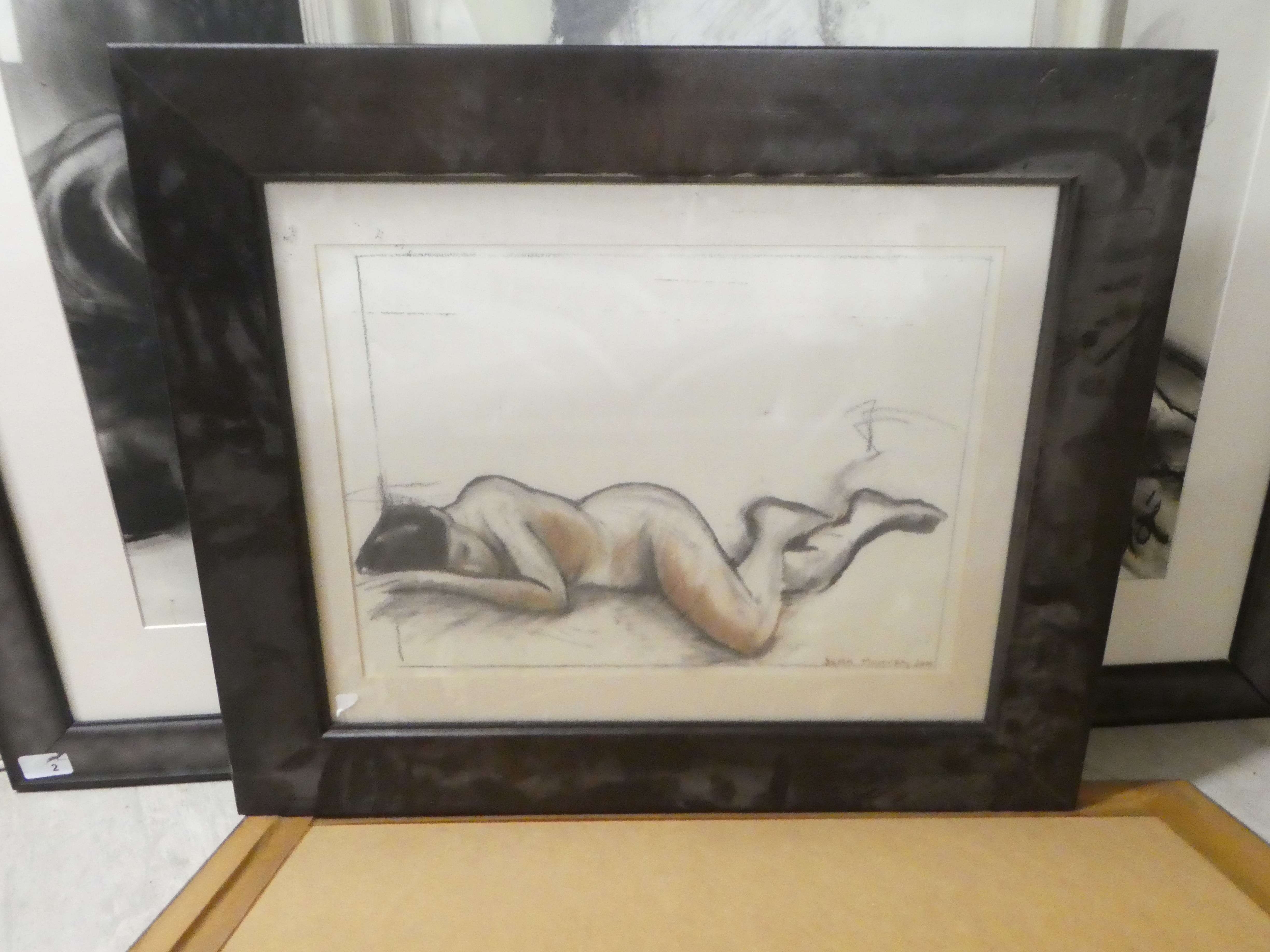 Pictures: to include Jean Harvey - a seated nude  charcoal  bears a signature  17" x 24"  framed - Image 6 of 8