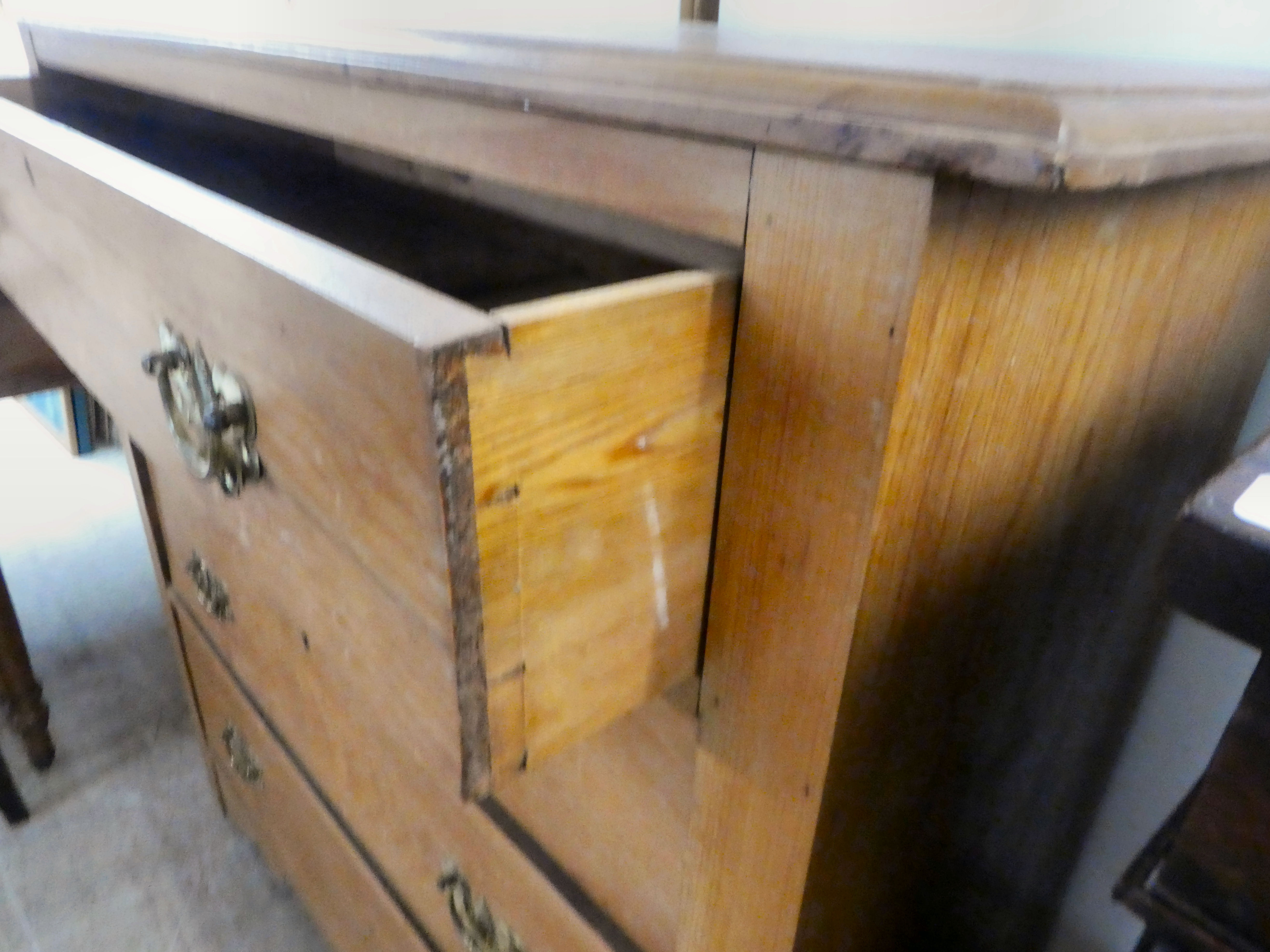 An early/mid 20thC pine four drawer dressing chest, on block feet  40"h  40"w - Image 3 of 3