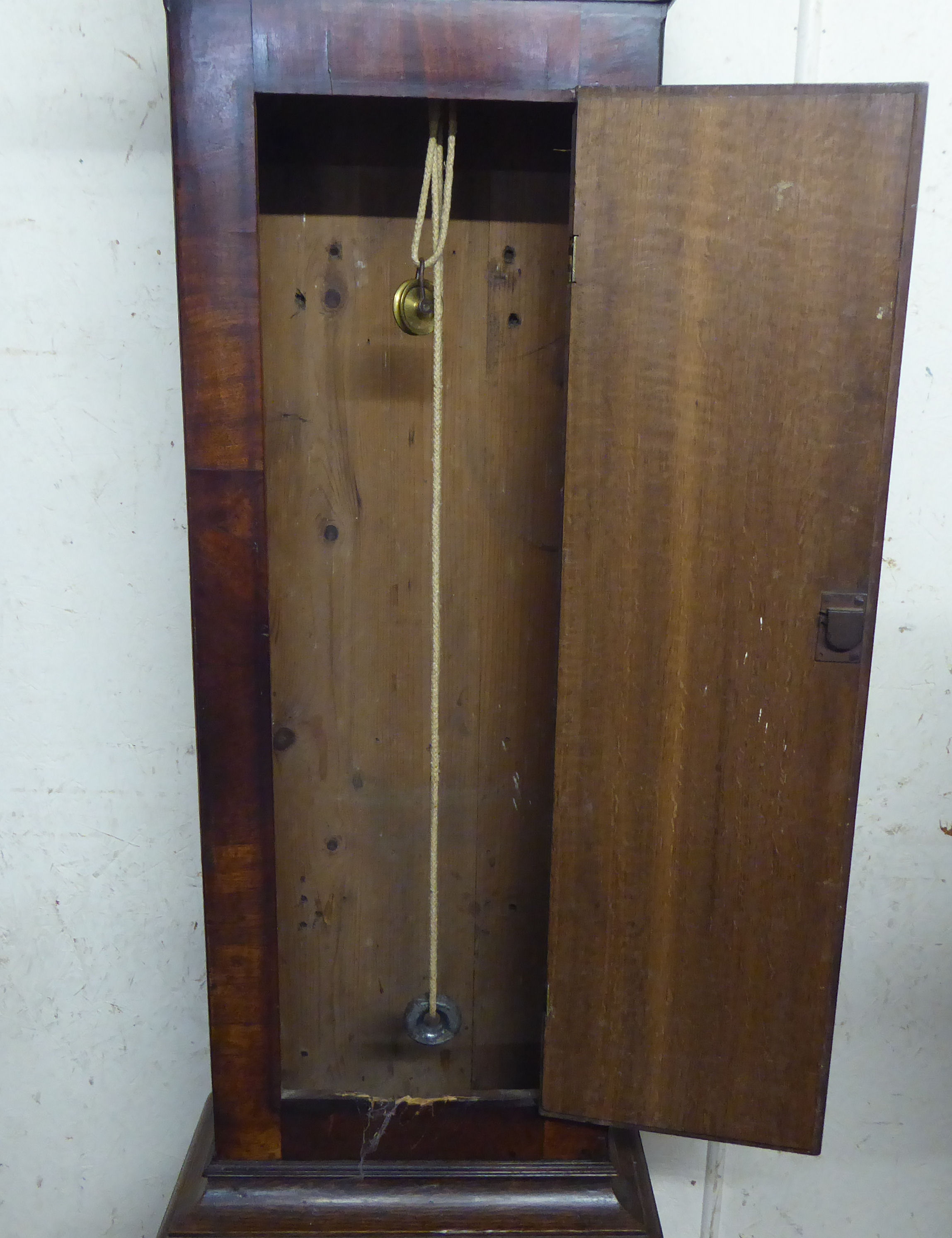 An early 19thC oak longcase clock; the movement with a painted Roman dial  inscribed mark Skinner of - Image 6 of 7
