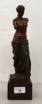 A modern bronze figure 'Venus de Milo', on a marble plinth  12"h overall
