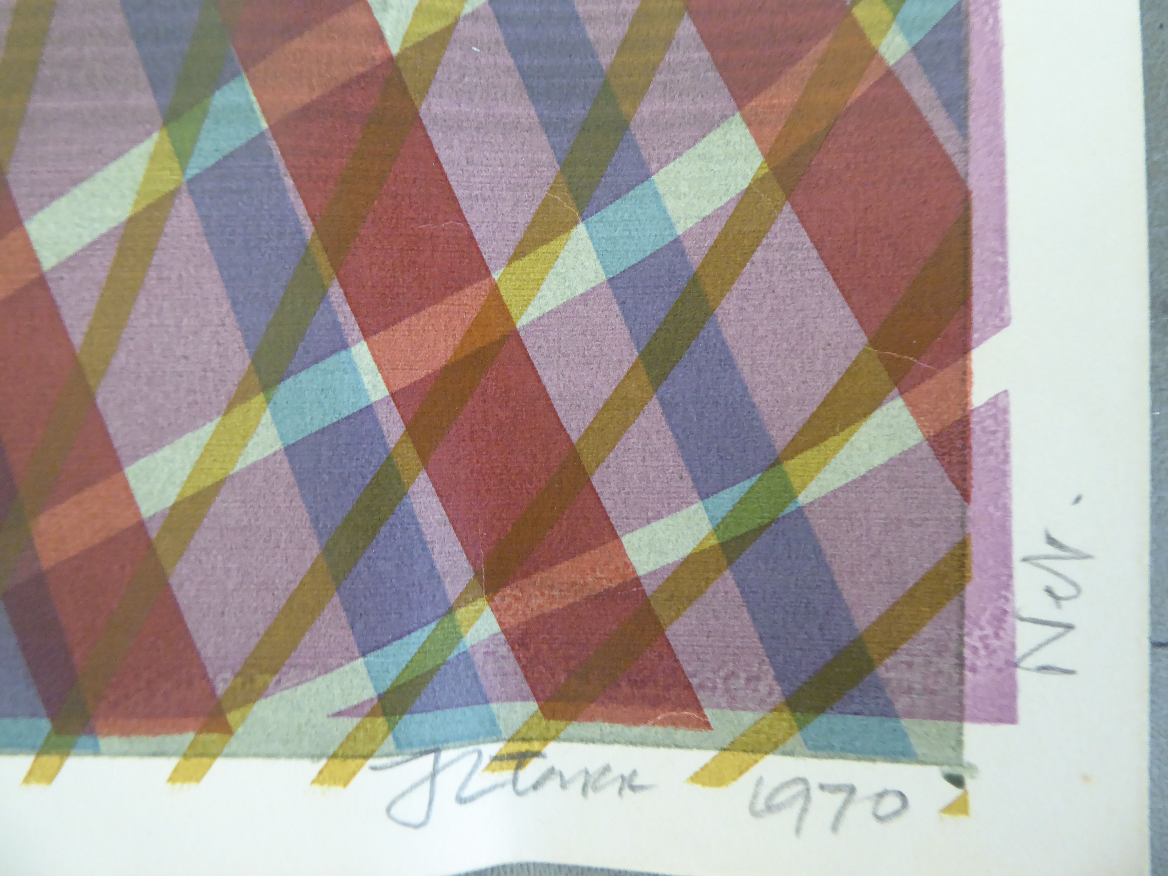 After JL Tarr - four abstract studies  coloured prints  three bearing pencil titles & signatures - Image 5 of 8