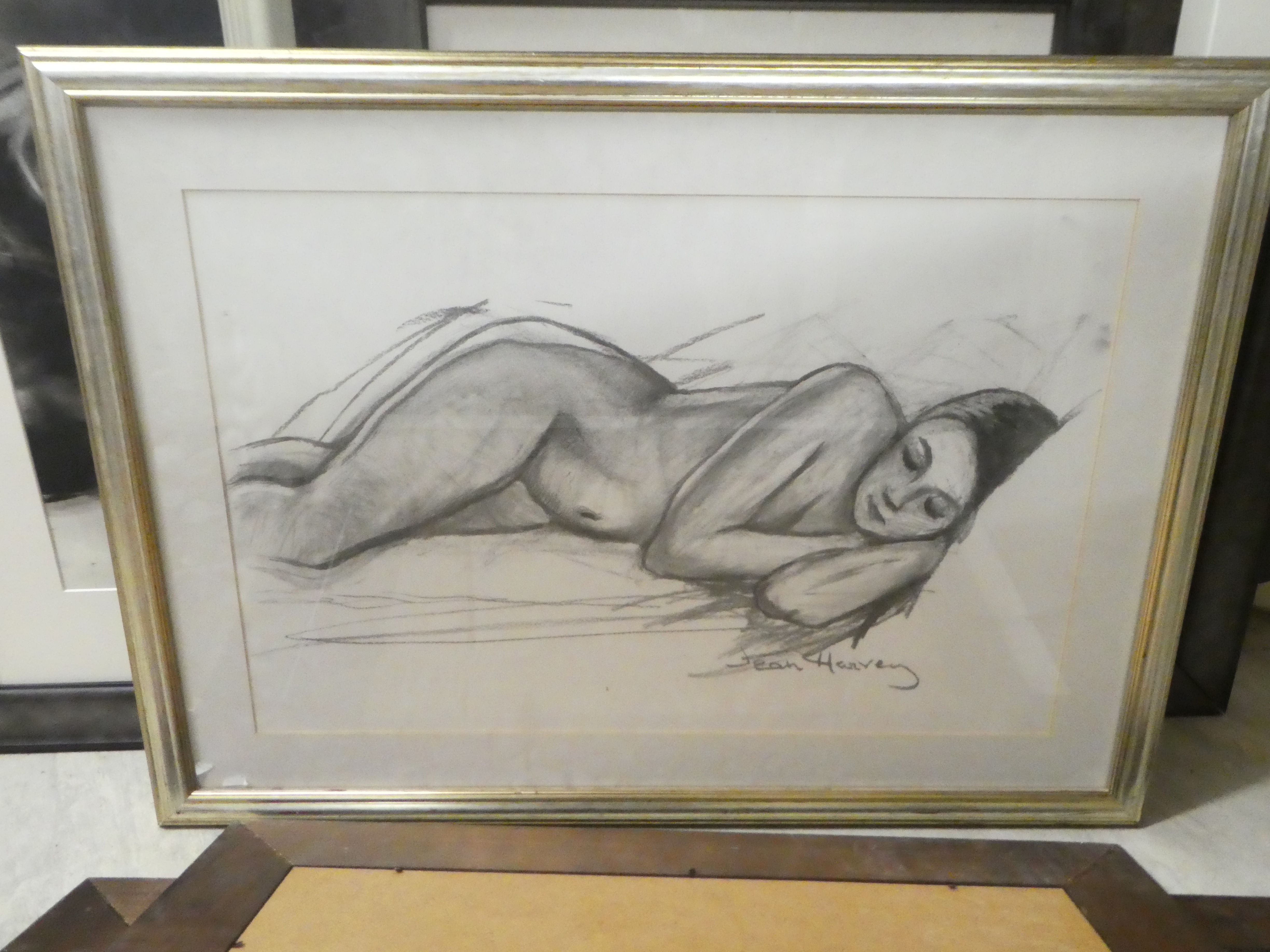 Pictures: to include Jean Harvey - a seated nude  charcoal  bears a signature  17" x 24"  framed - Image 5 of 8