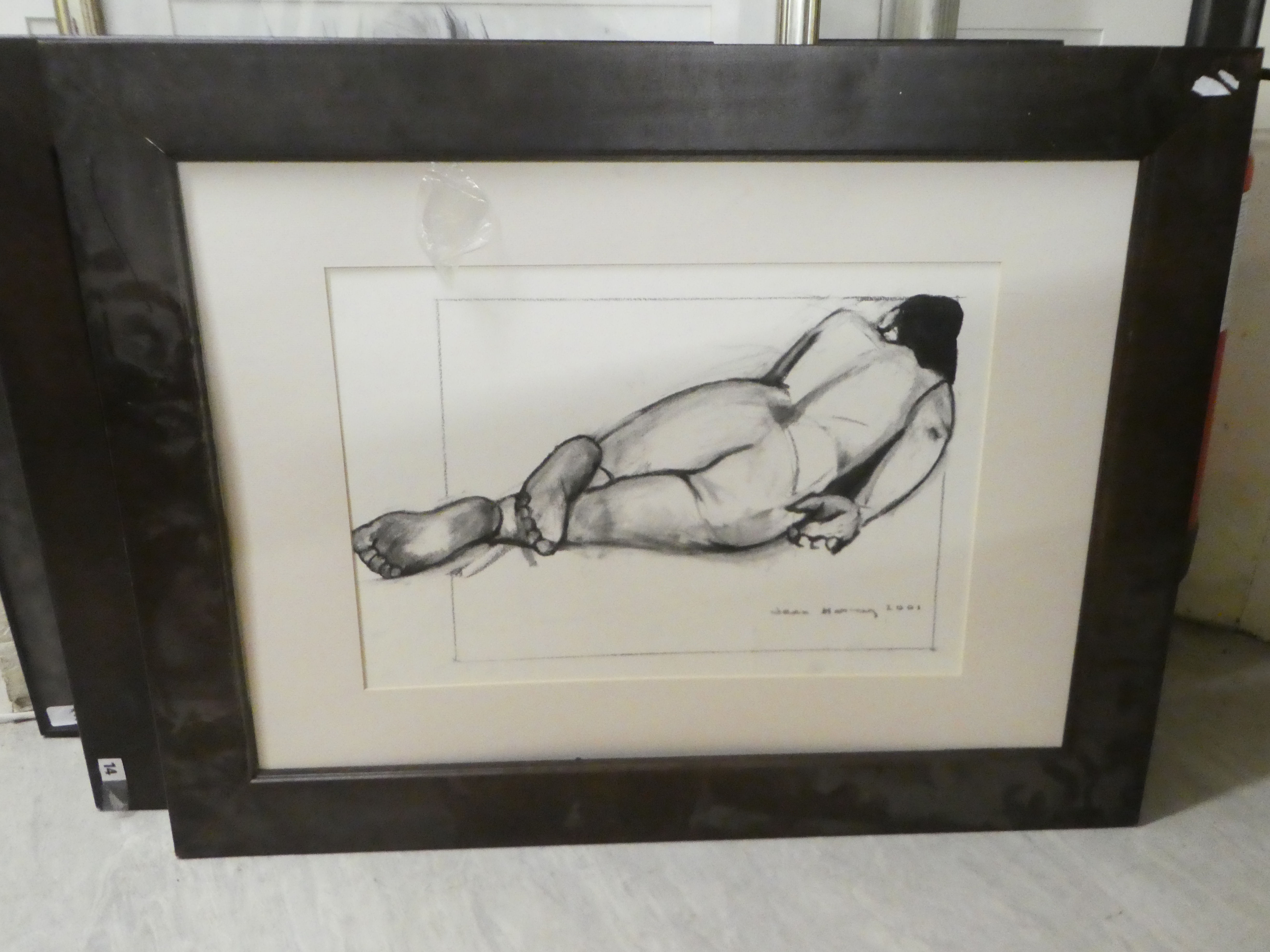 Pictures: to include Jean Harvey - a seated nude  charcoal  bears a signature  17" x 24"  framed - Image 3 of 8