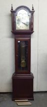 A 20thC West German mahogany finished longcase clock; the chiming chain driven movement faced by a