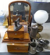 A mixed lot: to include an early 20thC mahogany framed dressing table mirror  18" x 15"
