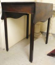 A mid 19thC mahogany Pembroke table, raised on square legs  28"h  28"w