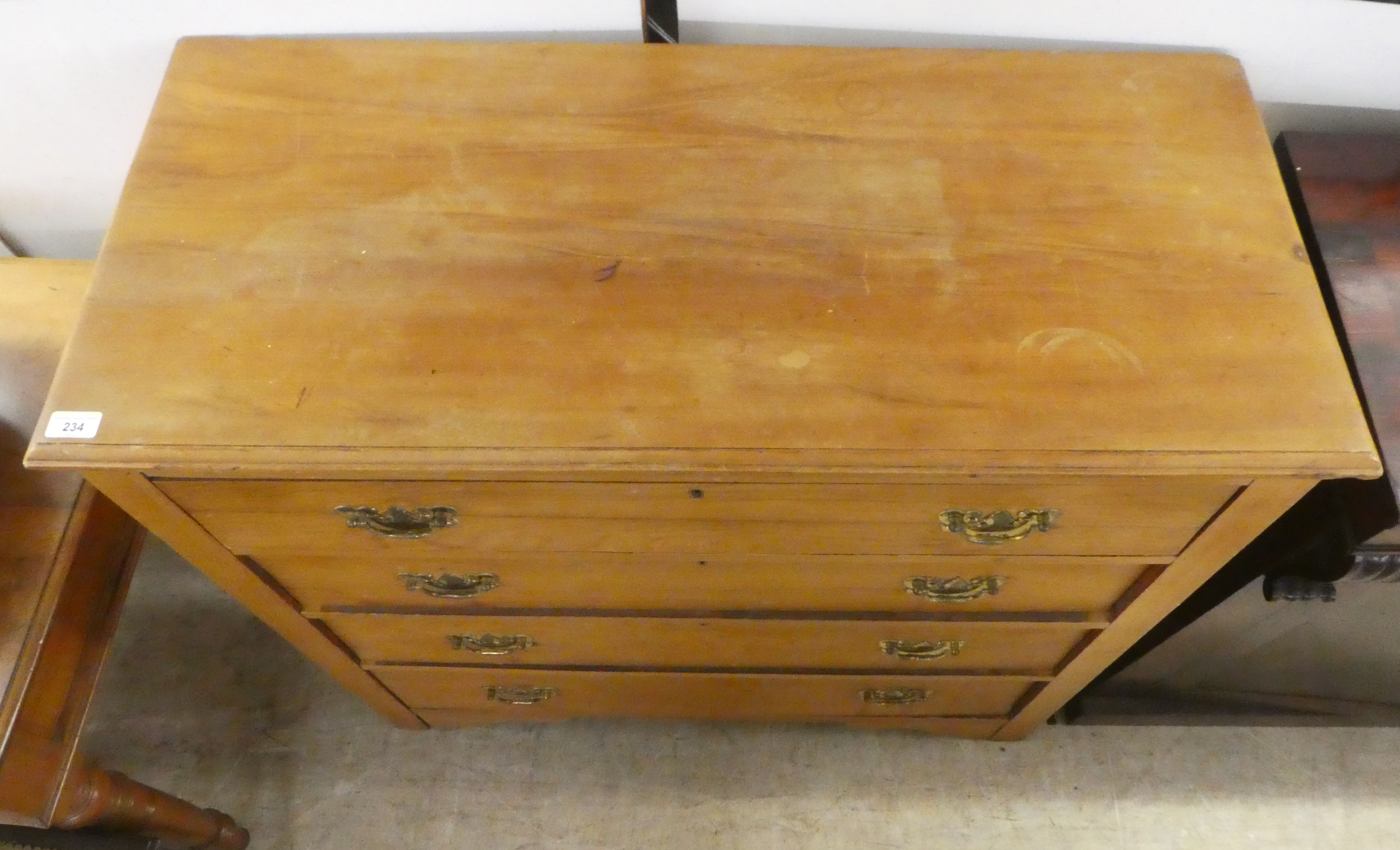 An early/mid 20thC pine four drawer dressing chest, on block feet  40"h  40"w - Image 2 of 3