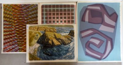 After JL Tarr - four abstract studies  coloured prints  three bearing pencil titles & signatures