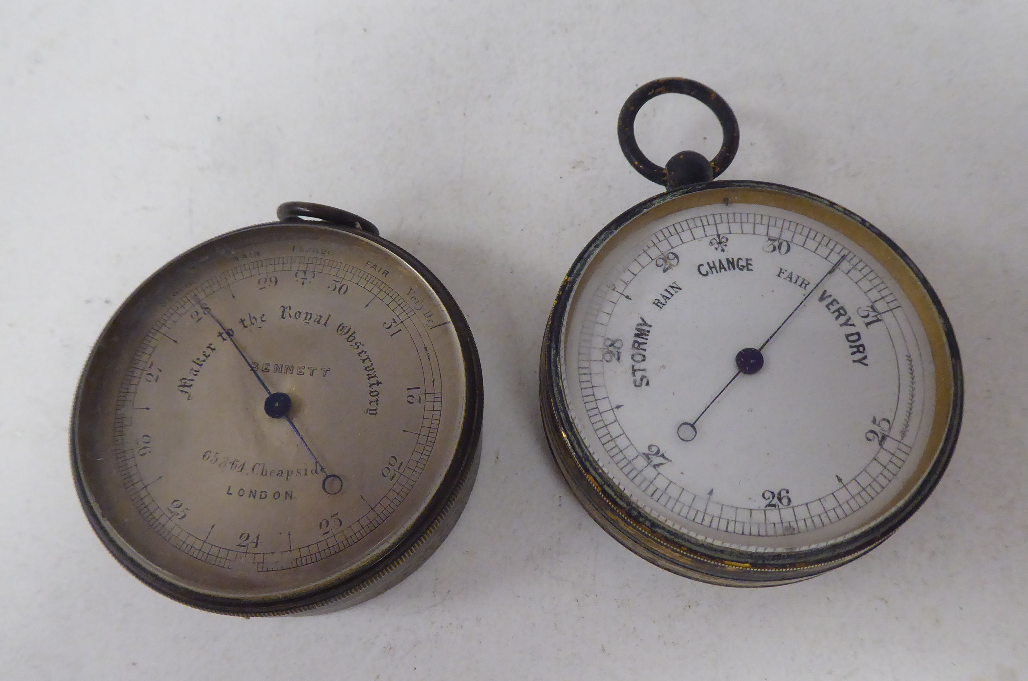 Small instruments, silver and other collectables: to include a pocket barometer; and brass key chain - Image 2 of 5