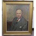 R S - a half length portrait, a gentleman  oil on canvas  bears initials  24" x 29"  framed