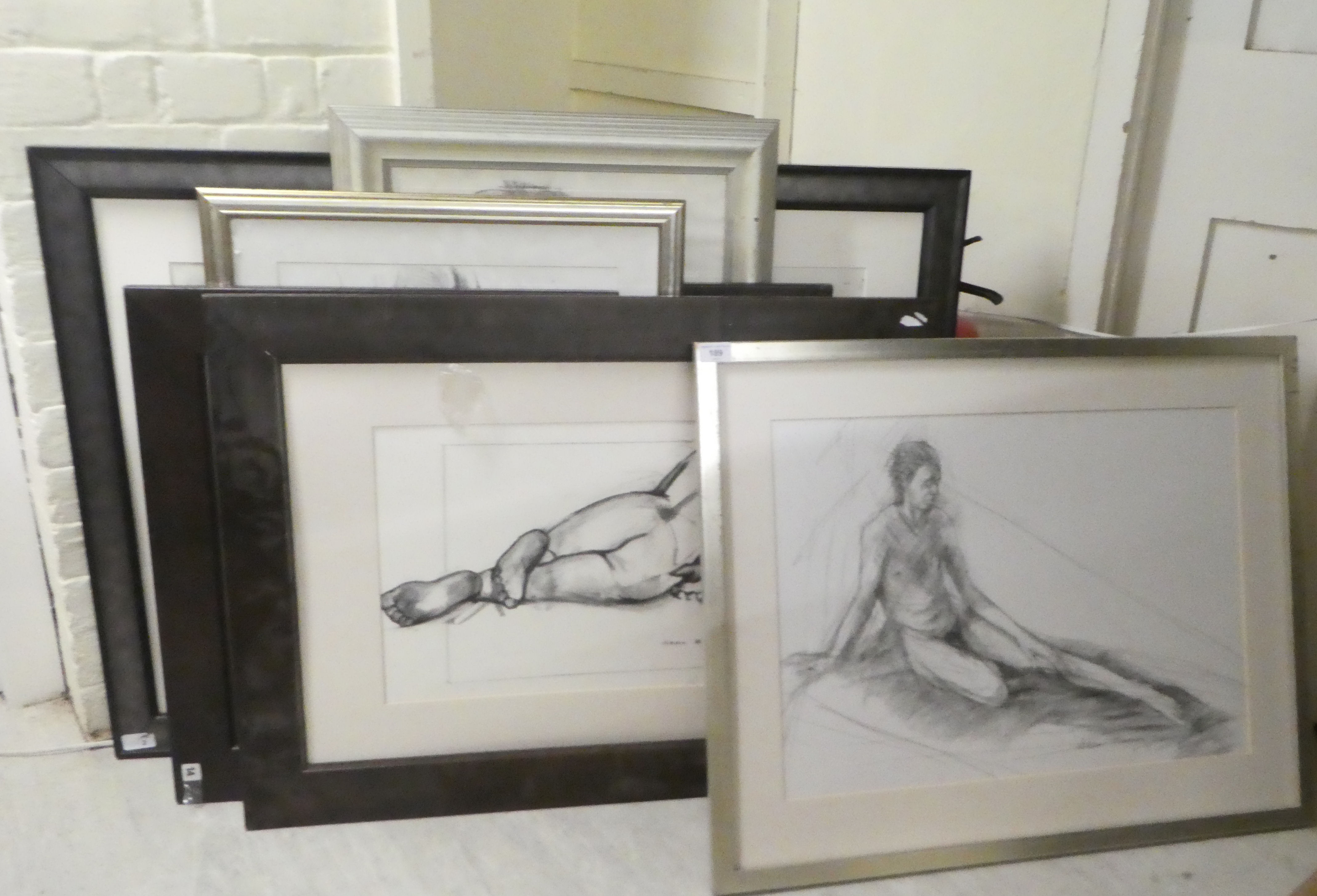 Pictures: to include Jean Harvey - a seated nude  charcoal  bears a signature  17" x 24"  framed