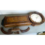 A late 19thC crossbanded and flame mahogany finished cased timepiece; the movement faced by a
