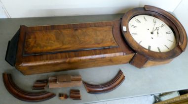 A late 19thC crossbanded and flame mahogany finished cased timepiece; the movement faced by a