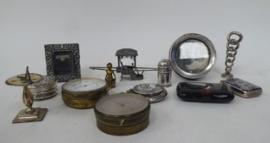 Small instruments, silver and other collectables: to include a pocket barometer; and brass key chain