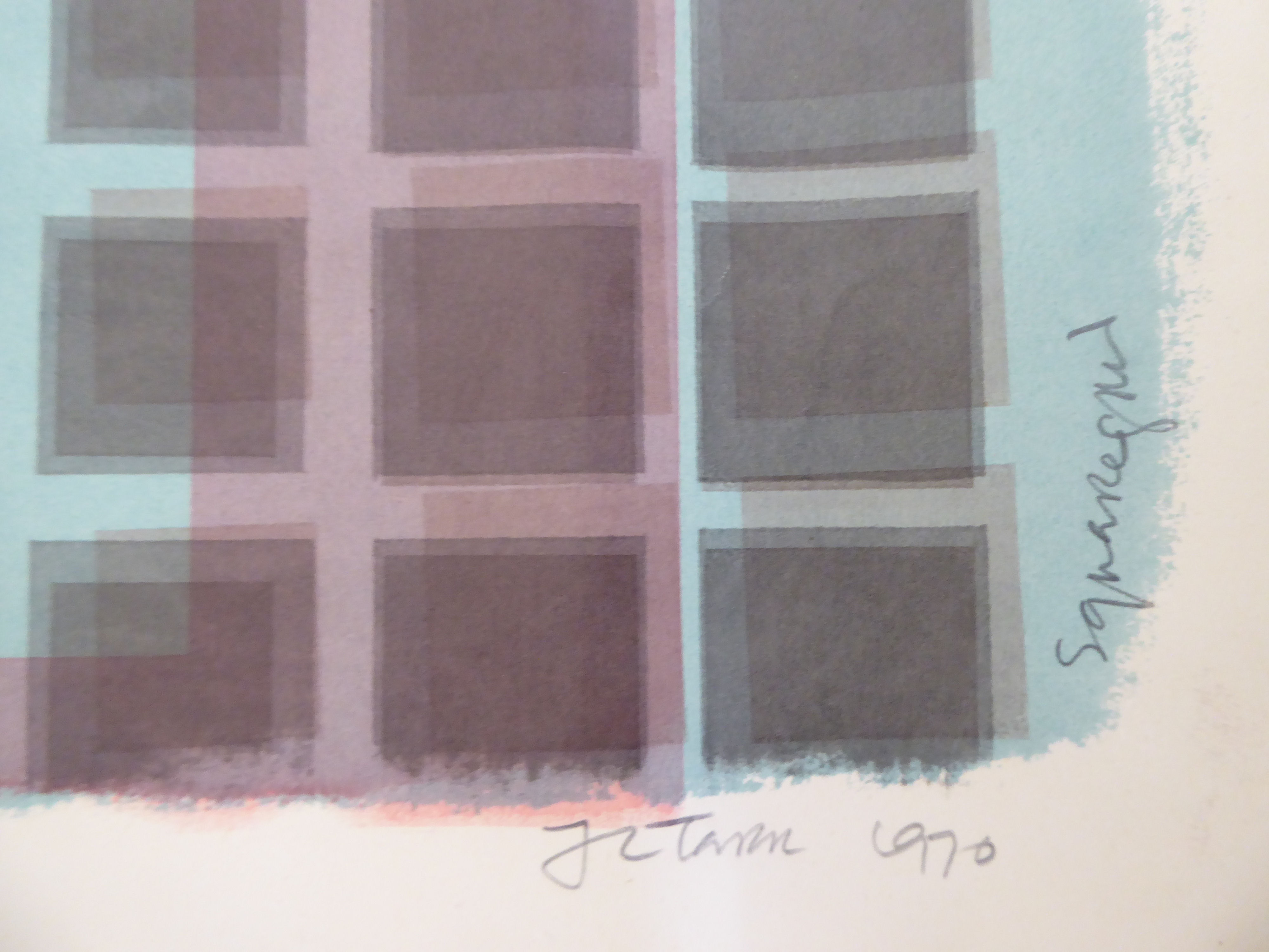 After JL Tarr - four abstract studies  coloured prints  three bearing pencil titles & signatures - Image 7 of 8