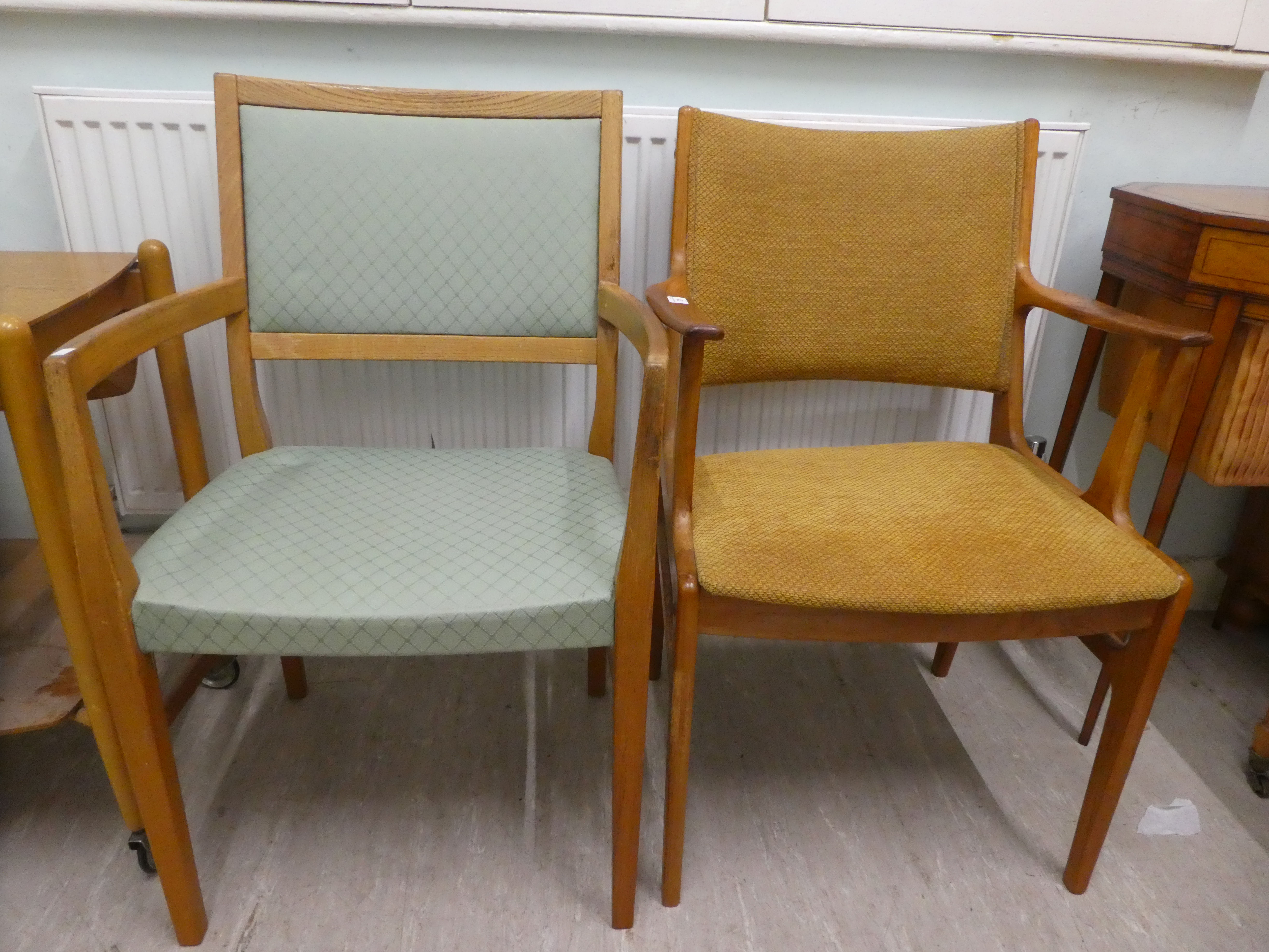 Mid 20thC furniture: to include a D-Scan teak framed dining chair with an upholstered back and seat, - Image 3 of 7