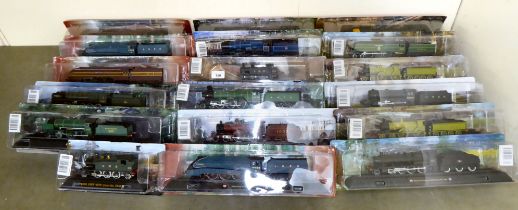 Static moulded plastic model trains: to include a 2-6-0 locomotive and tender  boxed