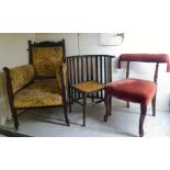 Three dissimilar mid 19th-1920s chairs