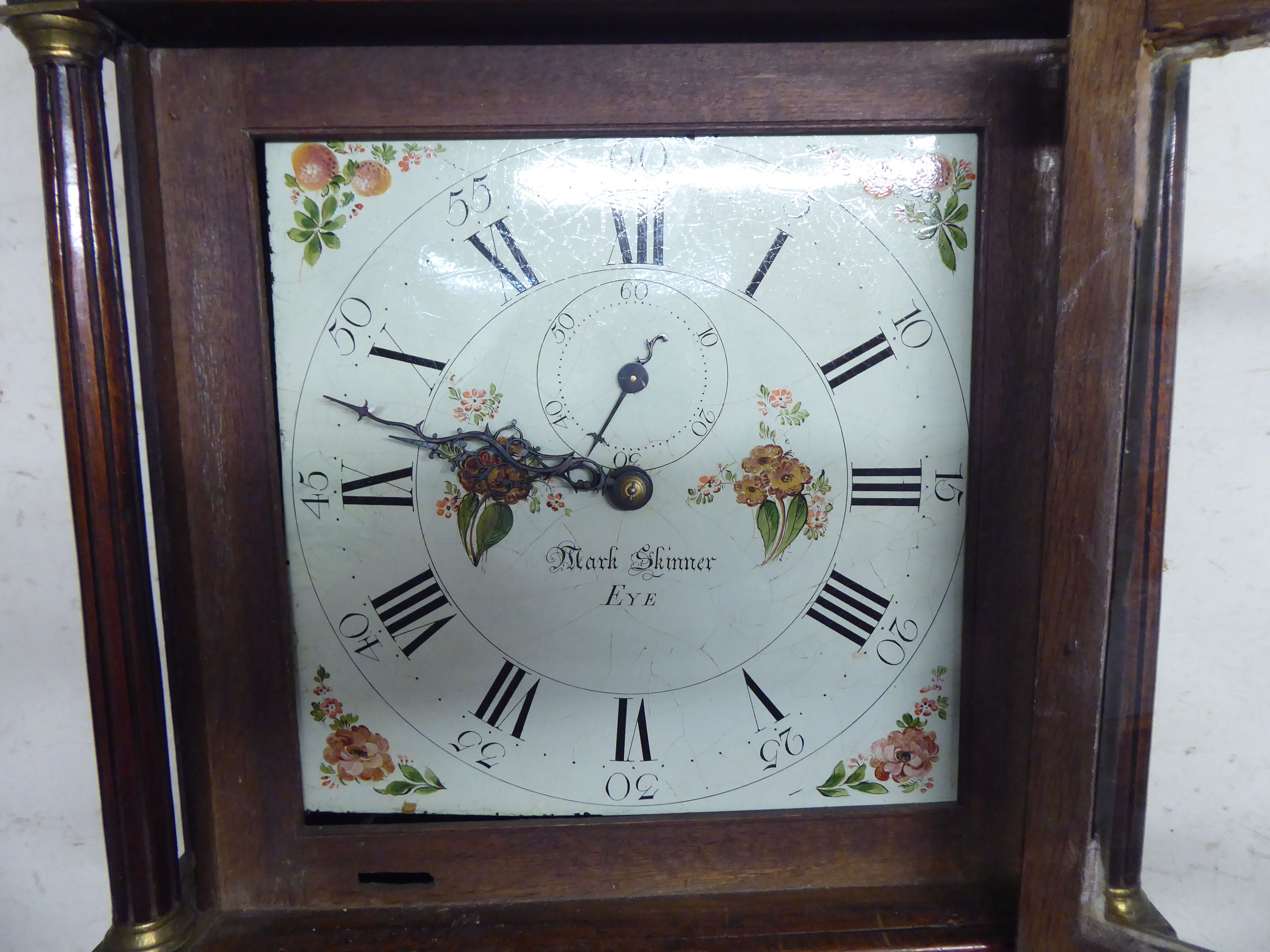 An early 19thC oak longcase clock; the movement with a painted Roman dial  inscribed mark Skinner of - Image 2 of 7