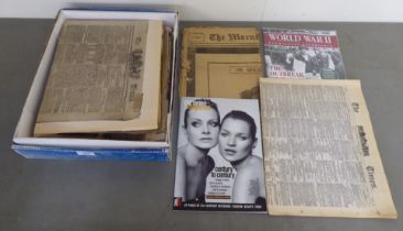 Uncollated ephemera, mainly newspapers from historic events