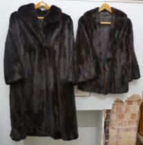 A black mink fur coat; and a jacket