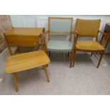 Mid 20thC furniture: to include a D-Scan teak framed dining chair with an upholstered back and seat,