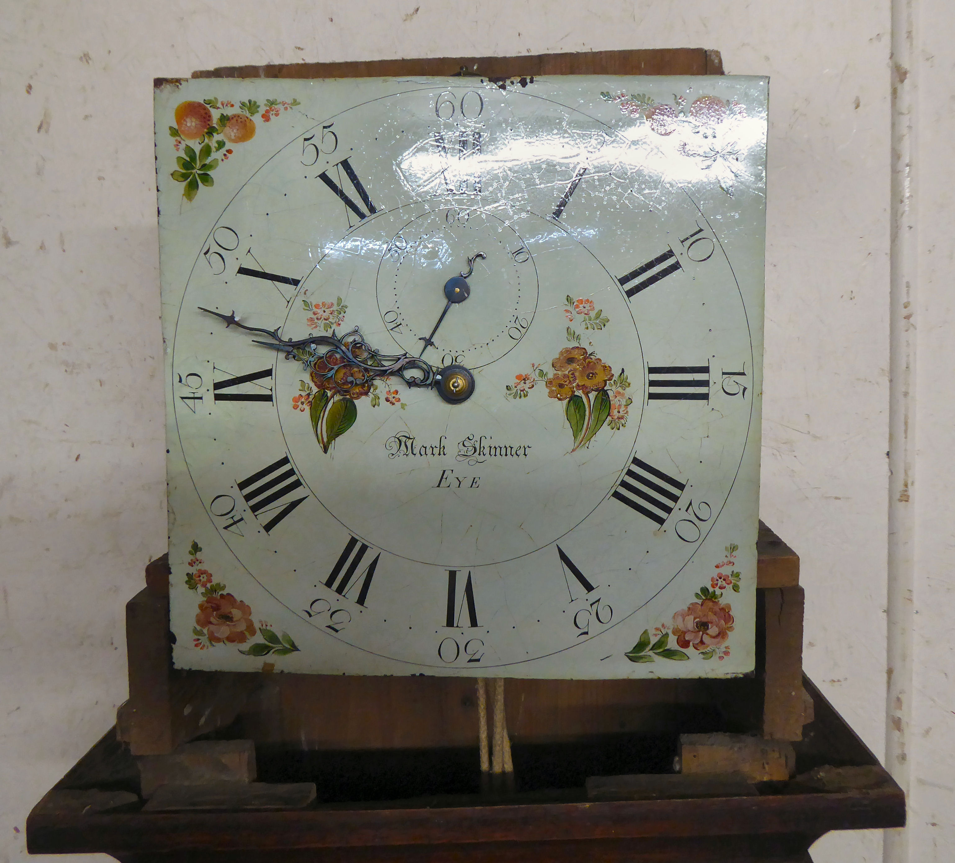 An early 19thC oak longcase clock; the movement with a painted Roman dial  inscribed mark Skinner of - Image 3 of 7
