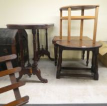 Small furniture: to include an early 20thC oak joint stool, raised on turned, stained, beech legs
