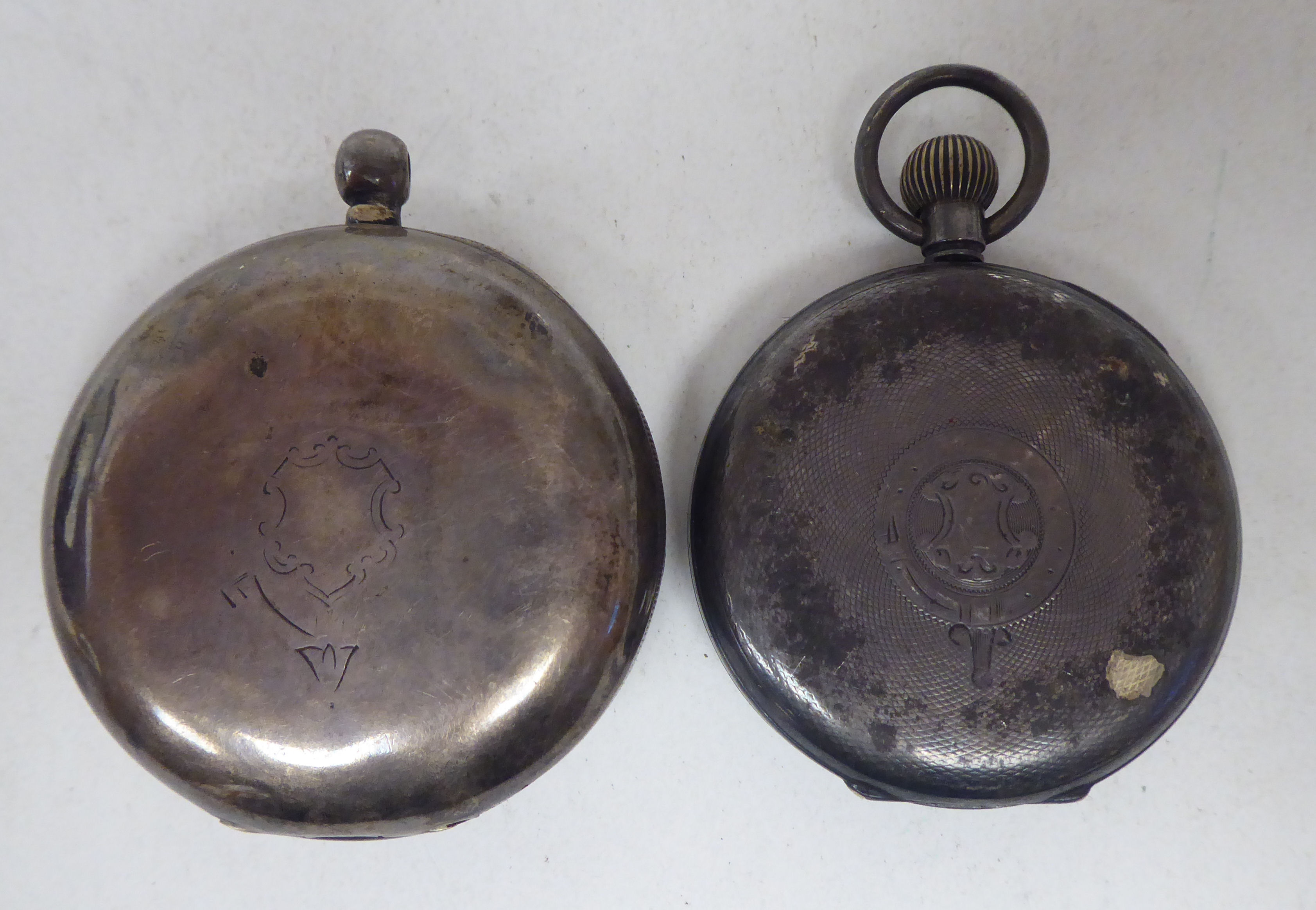 A Waltham silver cased pocketwatch, faced by a Roman dial; and another, faced by an Arabic dial - Image 2 of 6