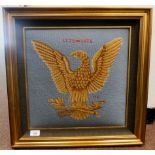 MG - a tapestry, depicting an American Eagle from 1776-1876  15" x 14"  framed