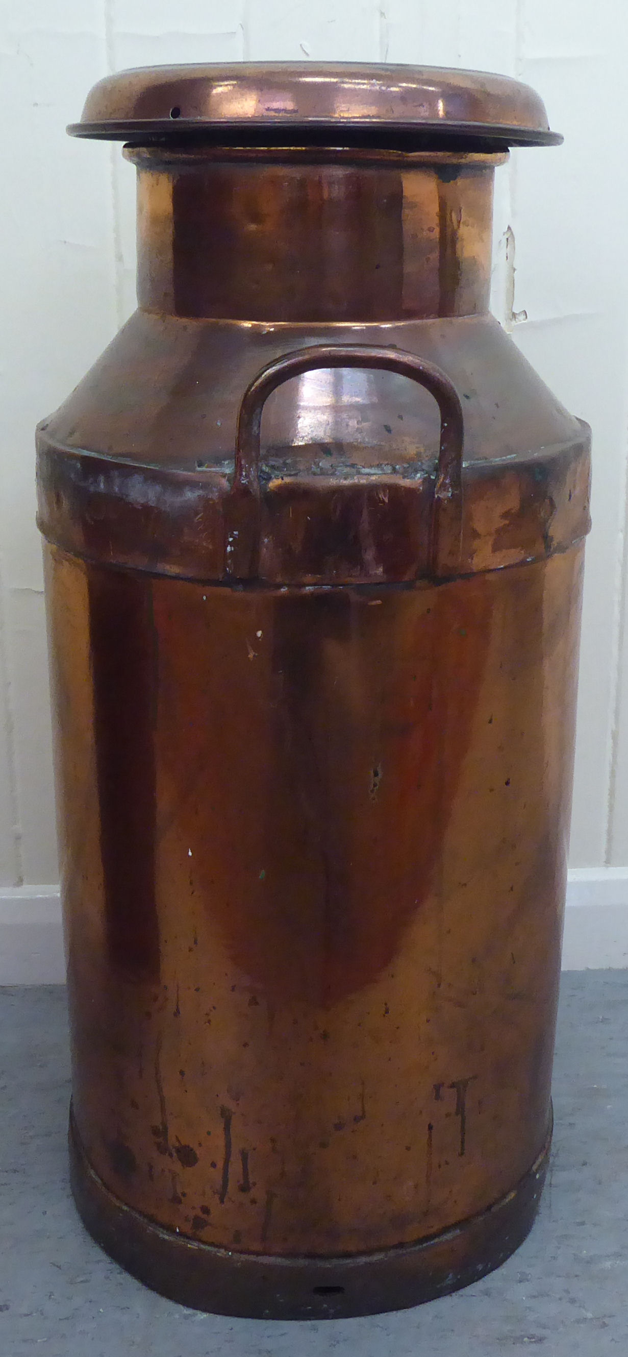 An early/mid 20thC copper Express Dairy Co twin handled milk churn  29"h - Image 2 of 4