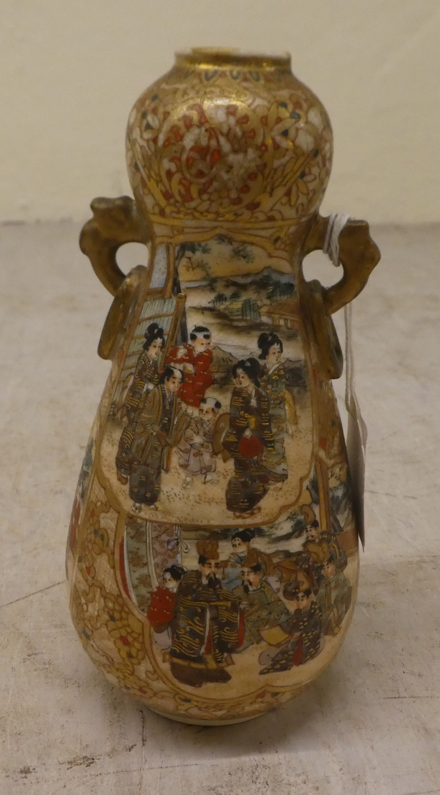 Japanese Satsuma earthenware collectables: to include a double gourd shape vase, decorated with - Image 3 of 8