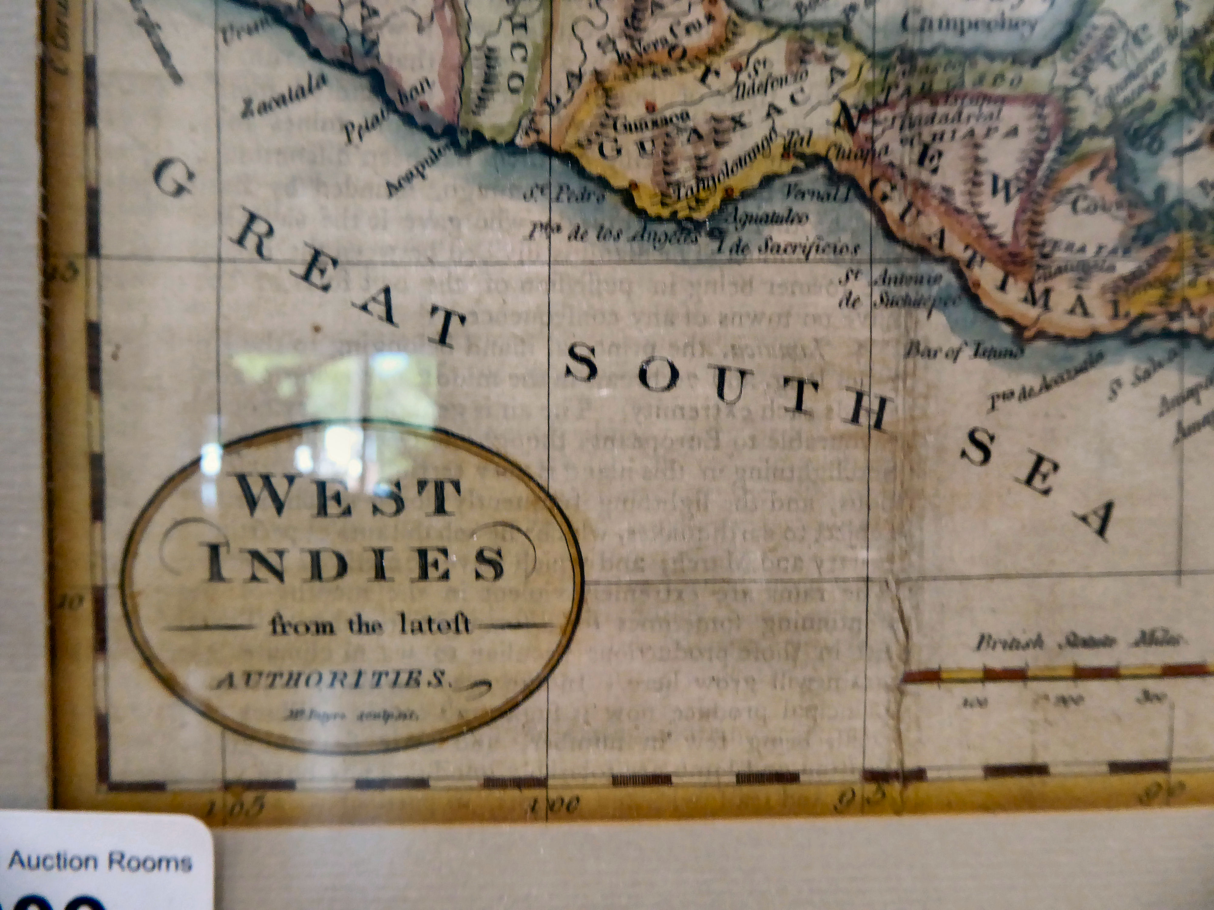 An early 19thC coloured map 'West Indies'  6" x 12"  framed - Image 2 of 2
