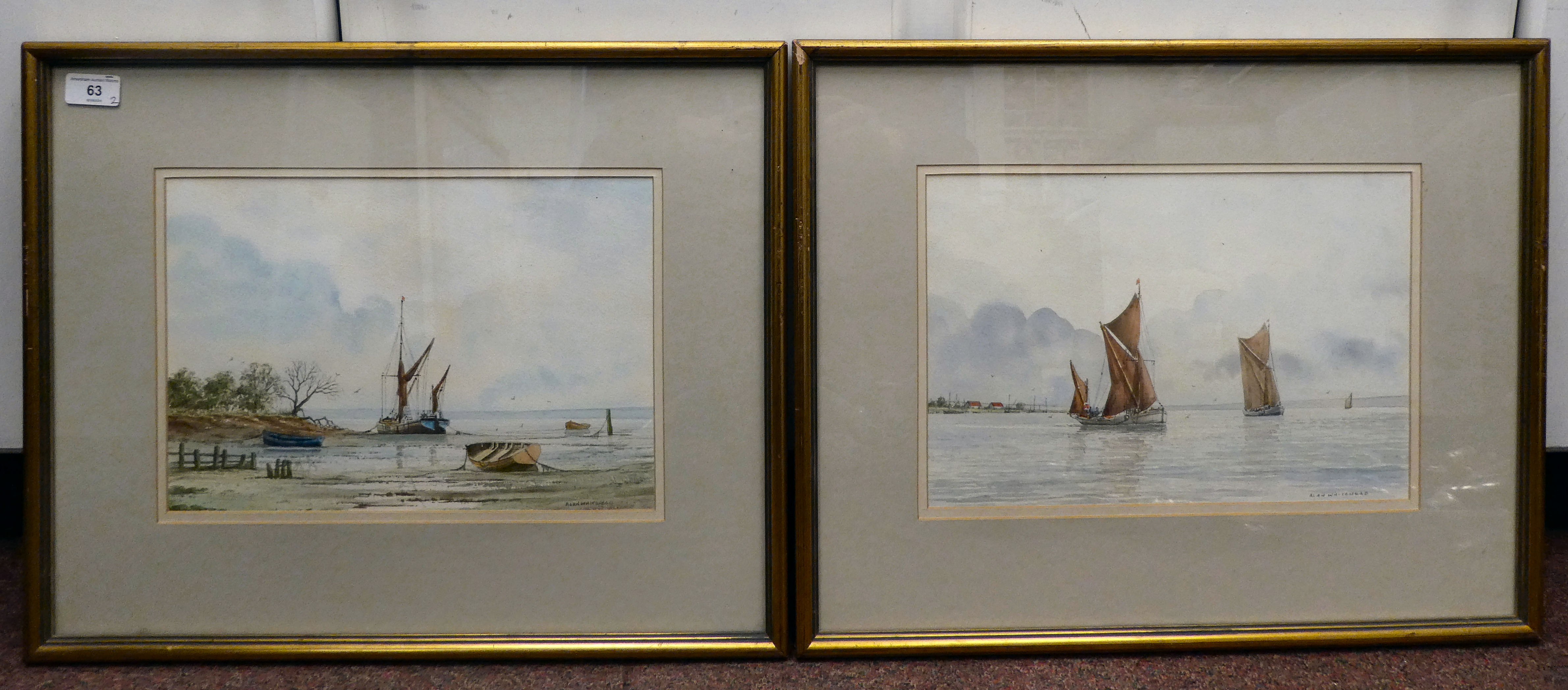 Alan Whitehead - 'Riverbank Moorings' and 'Cruising on the Blackwater'  two watercolours  bearing