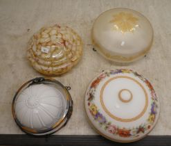 Glass plafonniers: to include a 1930s example with mottled ornament  12"dia