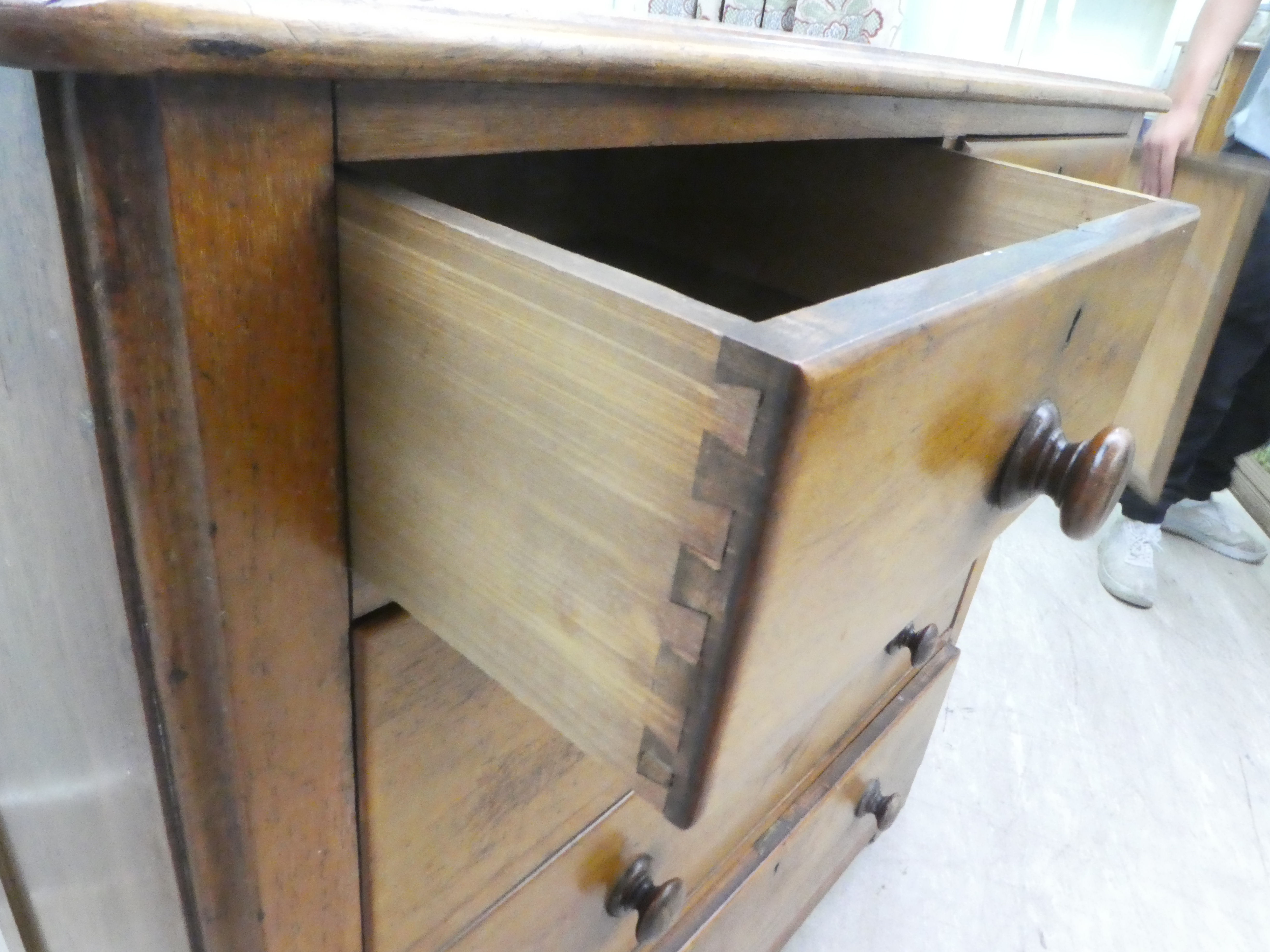 A late Victorian mahogany five drawer dressing chest, on a plinth  39"h  39"w - Image 4 of 5